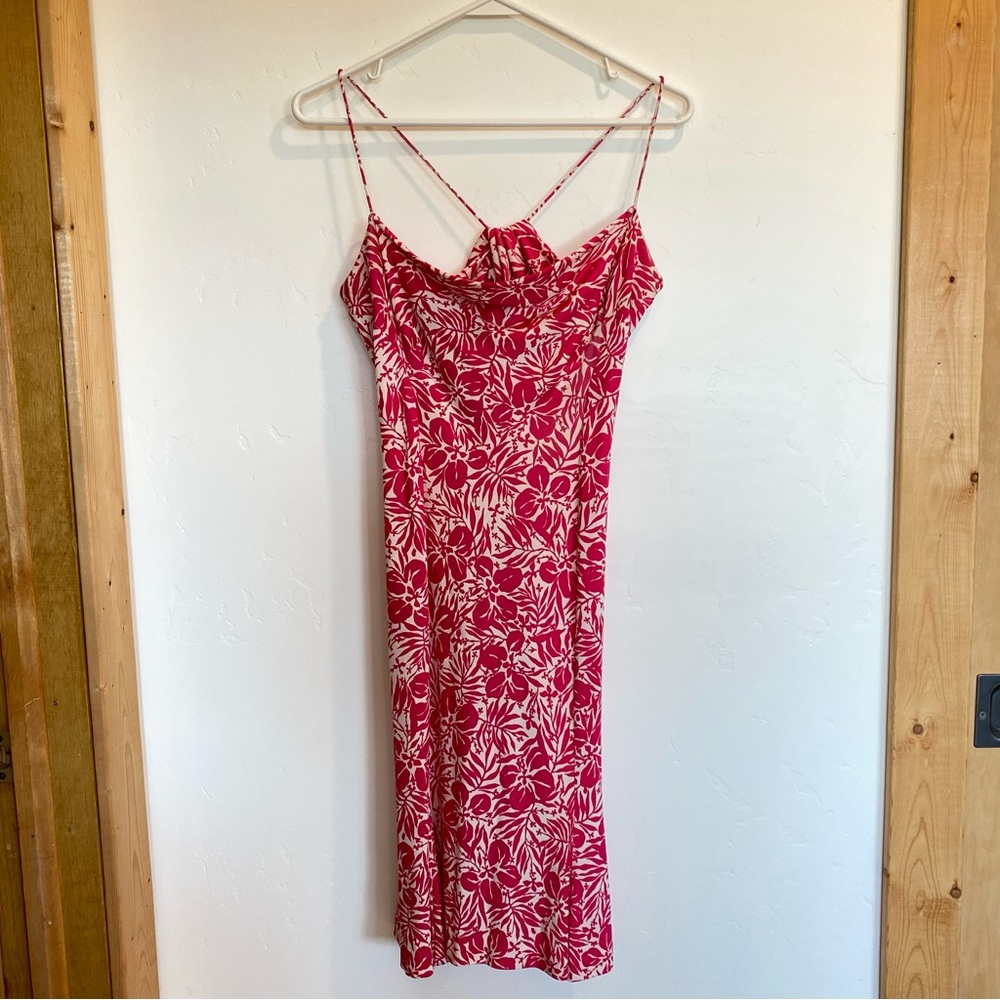 Vtg Silk Diane Von Furstenberg Red Floral Midi Resort Beach Wedding Guest 6
